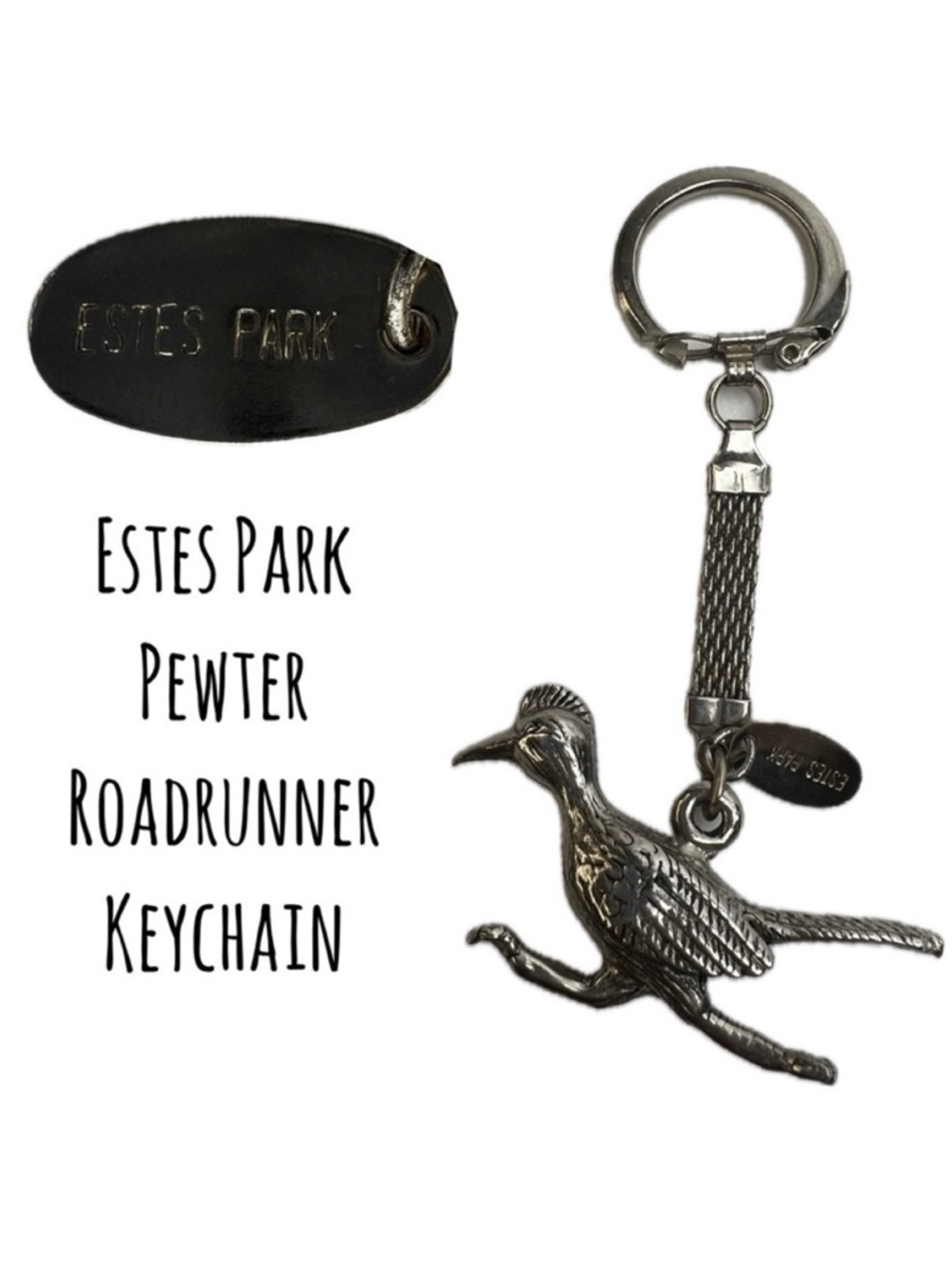 Estes Park Colorado Silver Roadrunner Key Chain Charm New Mexico Keychain